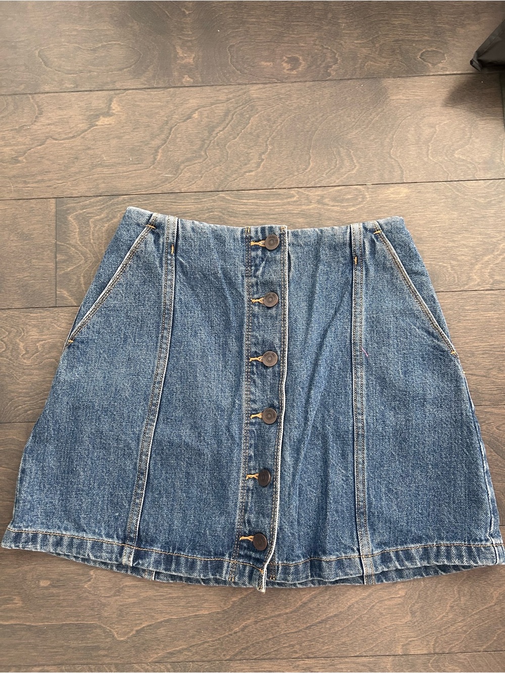 Wilfred Blue Denim Button-Front A-Line Skirt